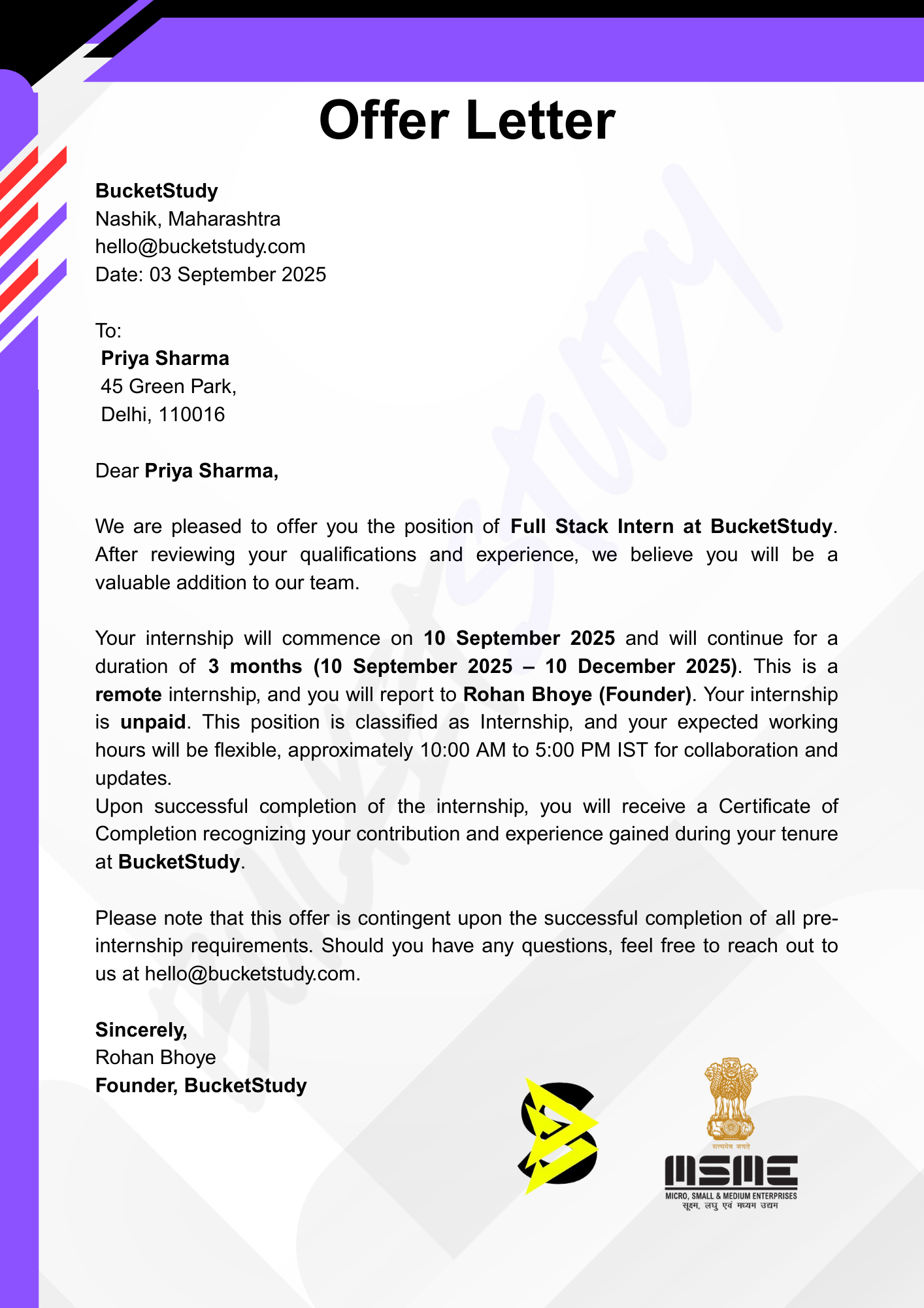 Sample Certificate